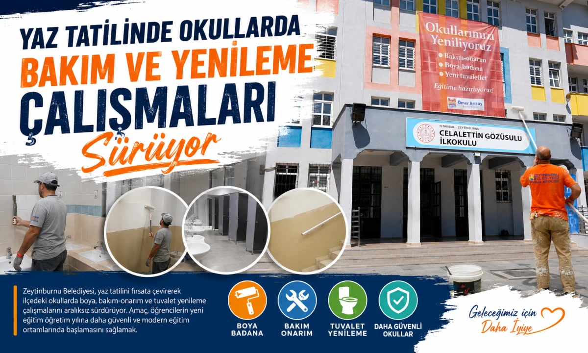 YAZ TATİLİNDE OKULLARDA BAKIM VE YENİLEME &Ccedil;ALIŞMALARI S&Uuml;R&Uuml;YOR