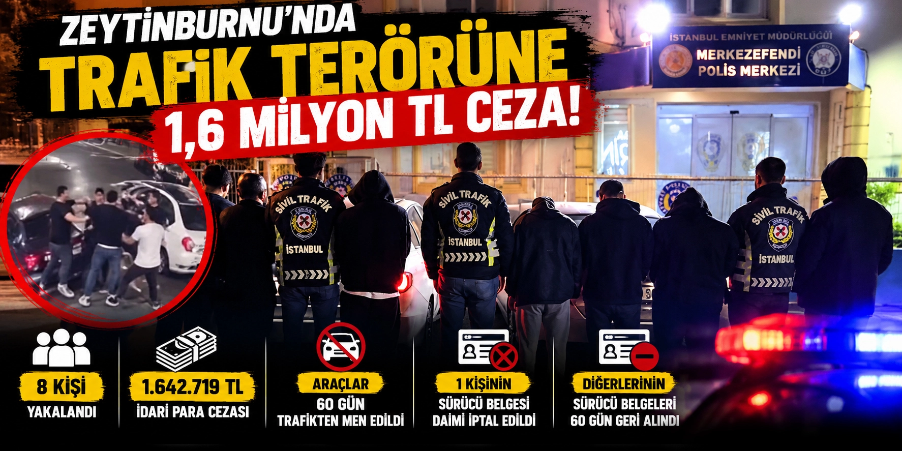 ZEYTİNBURNU&rsquo;NDA TRAFİK TER&Ouml;R&Uuml;NE 1,6 MİLYON TL CEZA!